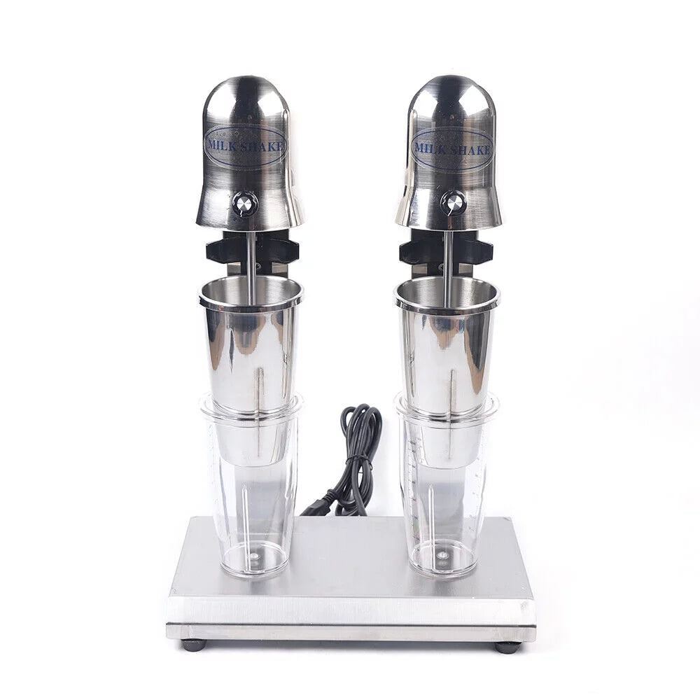 Oukaning Double Head Commercial Milk Shaker Machine Stainless Steel Drink Mixer 110V
