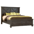 Benjara Liu Solid Platform Pine Wood Barn Style Low Profile Queen Bed, Dark Gray