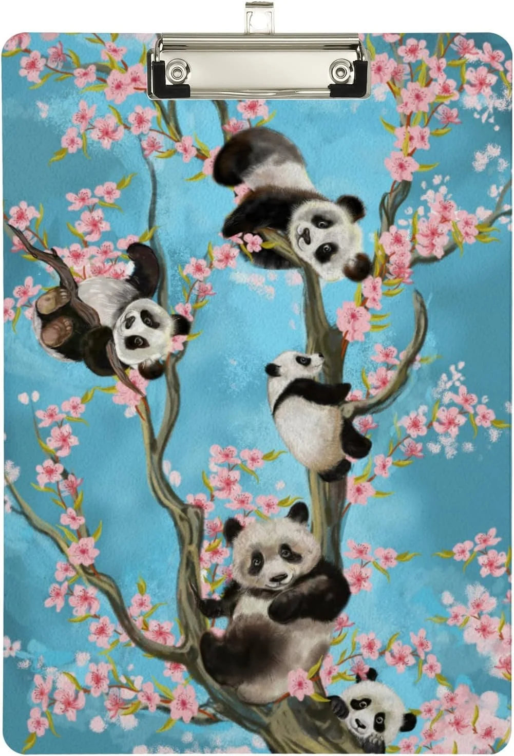 ZHANZZK Cute Panda Cherry Blossoms Flowers Clipboard Hardboard Wood Nursing Clip Board and Pull for Standard A4 Letter 13x9 inches