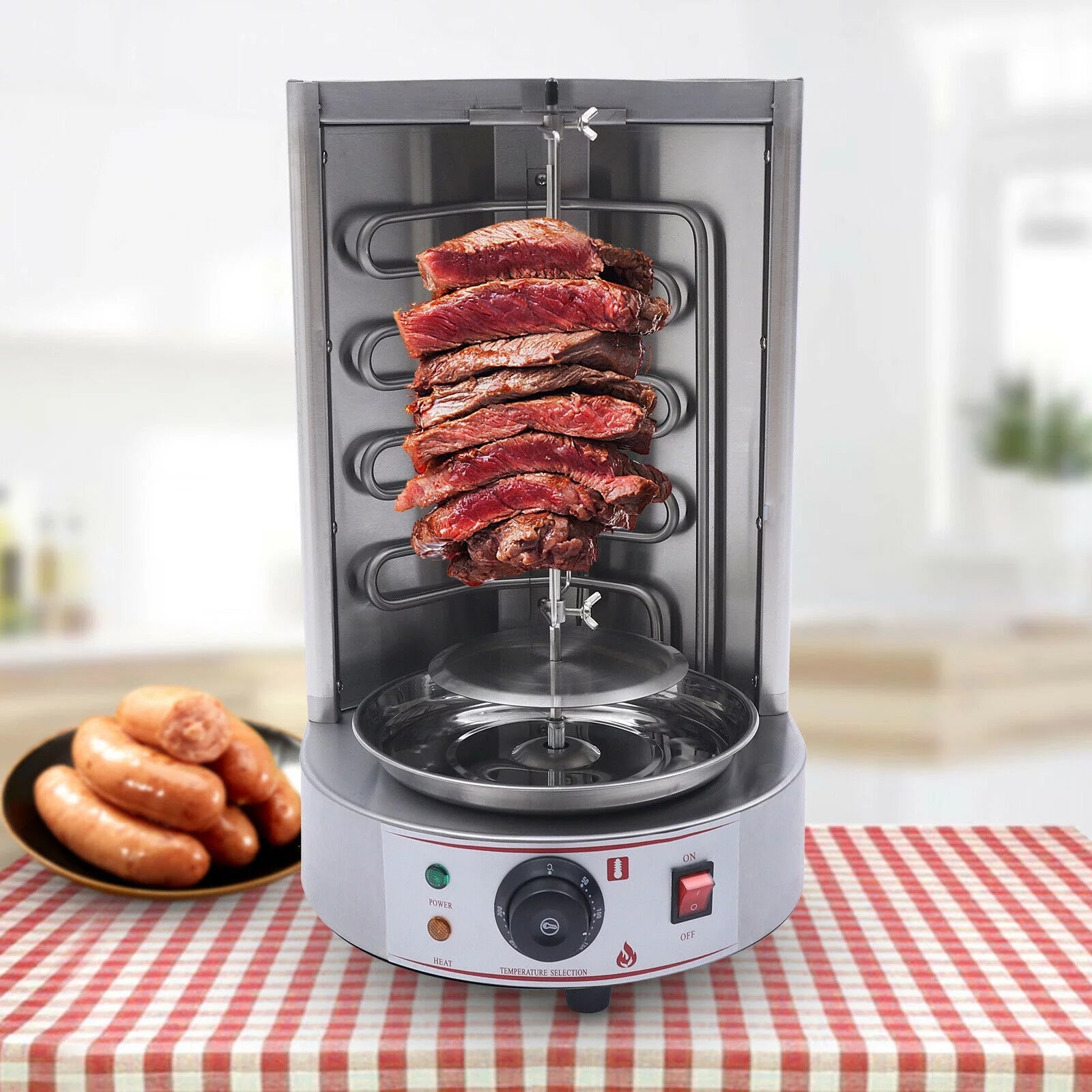 DENEST Electric Commercial Shawarma Grill Machine BBQ Vertical Rotisserie Rotating Oven