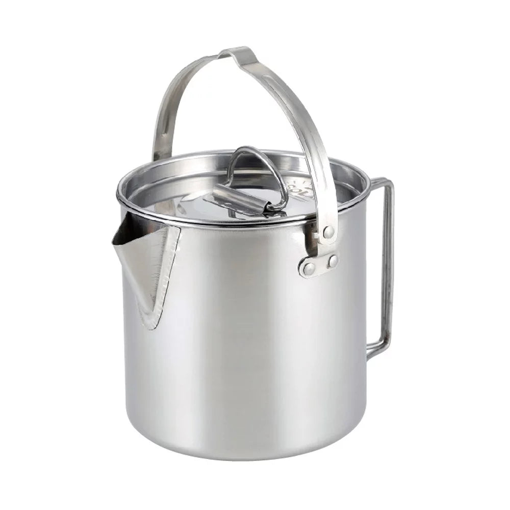 Lixada Stainless Steel Outdoor Kettle with Folding Handle Portable Camping Coffee Pot Cooker 1.2L Teapot for Picnic Cooking Accessory