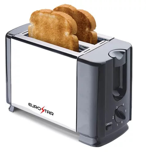 EUROSTAR 2-Slice Stainless Steel Toaster, Black (BLACK)