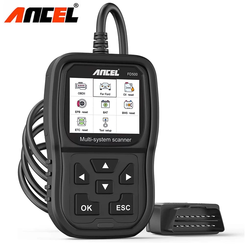 ANCEL FD500 OBD2 Scanner Full System Code Reader with Engine ABS SRS EPB/Throttle Oil Reset Car Diagnostic Tool fit for Ford
