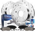 Detroit Axle - 2.0L Rear Drilled Slotted Brakes and Rotors Brake Pads Replacement for Mazda 3