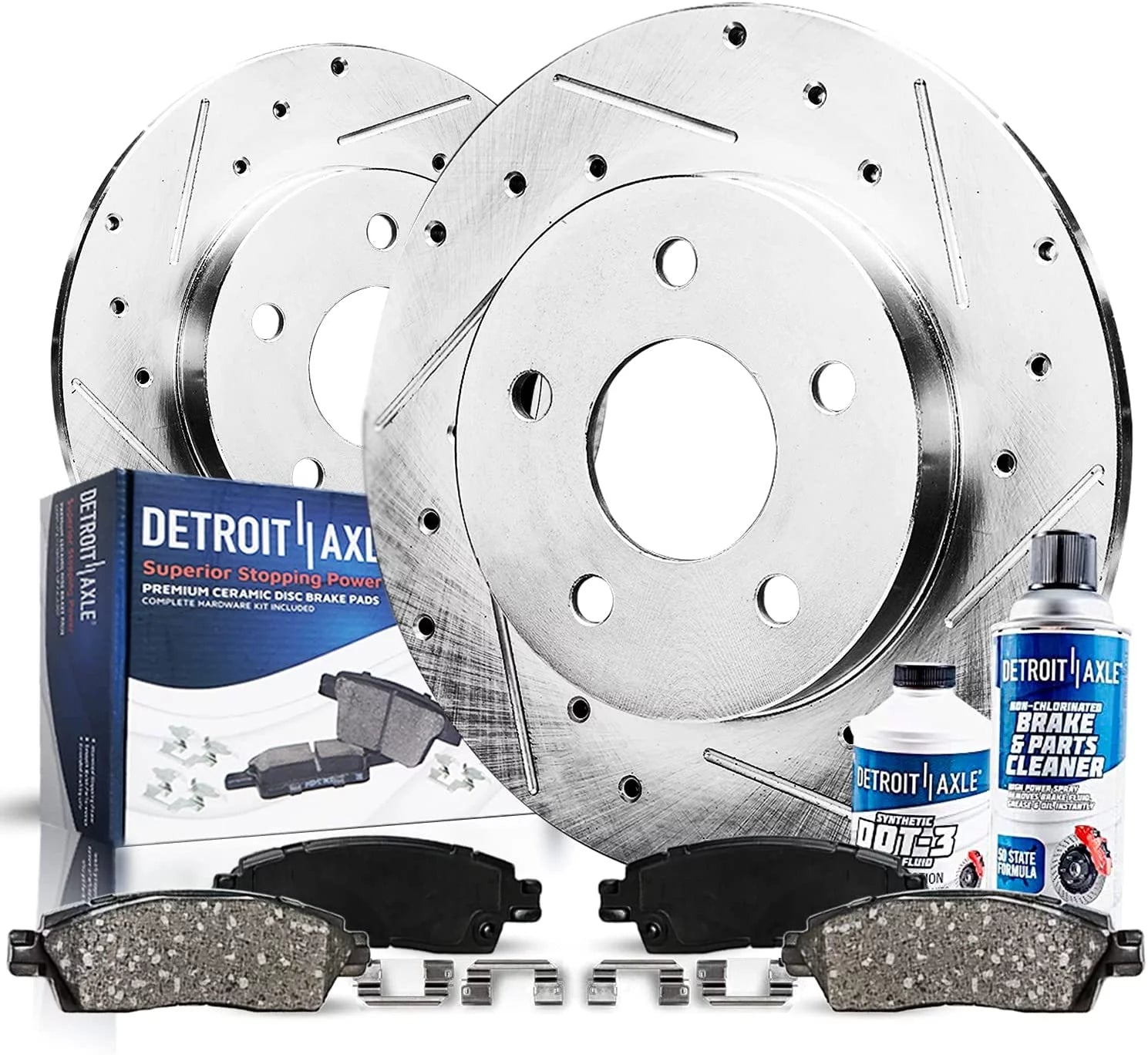 Detroit Axle - 2.0L Rear Drilled Slotted Brakes and Rotors Brake Pads Replacement for Mazda 3